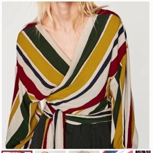 Zara Multicolored Wrap Long Sleeved Top